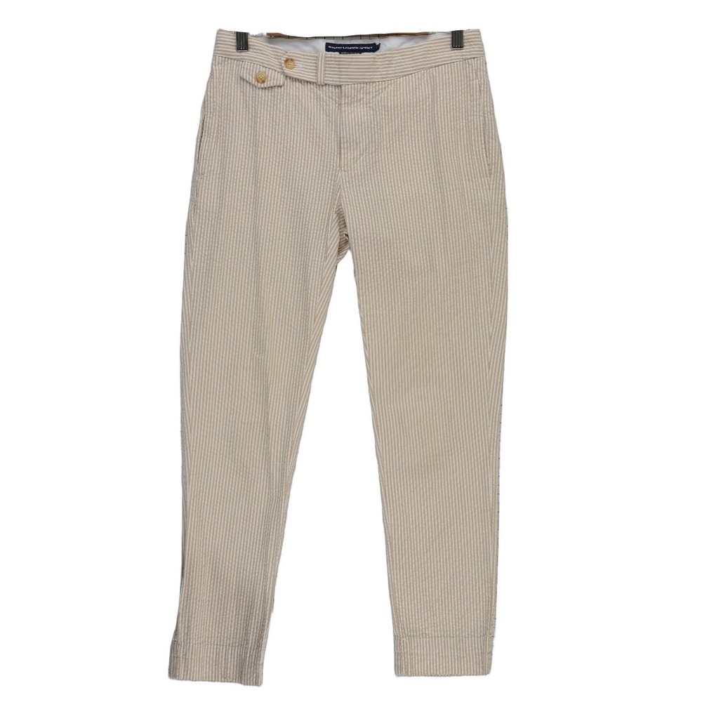 Ralph Lauren Sport 100% Cotton Seersucker Pants Women's Size 2 Beige White